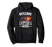 Rolling Through Life Like a Boss Wheelchair Disability Pride Pullover Hoodie