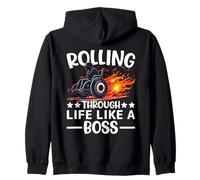 Rolling Through Life Like a Boss Wheelchair Disability Pride Zip Hoodie