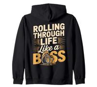 Rolling Through Life Like A Boss Wheelchair User Zip Hoodie