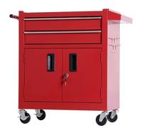 Rolling Tool Chest with 2-Drawer and Wheels, Lockable Metal Tool Box Cabinet on Wheels, Utility Large Capacity Tool Organizer Cart for Garage, Warehouse, Repair Shop & Home,Red
