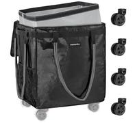 Rolling Tote Bag with Removable Washable Liner: Fanwoli Leak-Resistant Reusable Grocery Bag on Wheels for Shopping, Laundry, Moving, Camping - Foldable 66L Rolling Shopping Bag Easy-to-Clean