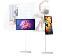 Rolling Touch Screen TV on Wheels - 21.5” Portable Smart Display with 8mp Camera, Android 13 System, 5-7h Battery, Height Adjustable for Any Room(8+128GB)