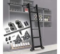 Rolling Track 100cm-732cm Kitchen Ladder Metal Roller System, Optional Non-Retractable/Retractable Upper Roller Sliding Hardware Kit (No Ladder)(Telescopic,13ft/400cm Track kit)