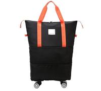 Rolling Travel Duffel Bag Foldable Luggage Bag with Wheels-Multifunctional Expandable Hand-held Travel Bag with Removable Wheels for Sports,Travel,Outdoor(Black)