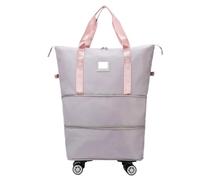 Rolling Travel Duffel Bag Foldable Luggage Bag with Wheels-Multifunctional Expandable Hand-held Travel Bag with Removable Wheels for Sports,Travel,Outdoor(Grey)