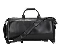 Rolling Travel Duffel Bag Horse Leather Trolley Bag with Wheels Man Business Travel Bag Shoe Pocket Clothes Cover Suits Luggage Duffel Bags(Black)