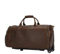 Rolling Travel Duffel Bag Horse Leather Trolley Bag with Wheels Man Business Travel Bag Shoe Pocket Clothes Cover Suits Luggage Duffel Bags(Coffee)