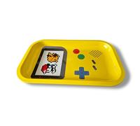 Rolling Tray - Anime Cartoon Yellow Metal Rolling Trade Tray Aesthetic Desk & Display Accessory | Collector Limited Edition Gift Ashtray Durable 11“ Retro Ashtray (GAMEON)