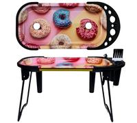 Rolling Tray Console Foldable Stand Premium Multifunctional Portable Stuffer Station Rolling Kit, Poker Stick, Cleaning Brush, King-Size & 1¼ Standard Cone Holders, Taper Groove Covers (Donuts)