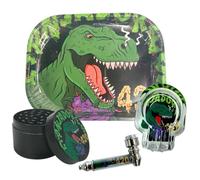 Rolling Tray Gift Set Includes Glass Ashtray Metal Pipe & 50mm Herb Crusher - Premium Smoking Accesseries Kit For Home or Travel - Gift for smoker (Design-7)