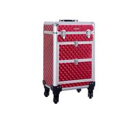 SONGMICS Travel Accessories Rolling Trolley Cosmetic Case ABS Red 34 x 27 x 57 cm JHZ08RD
