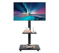 Rolling TV Cart 60 * 38cm 45KG Adjustable Height Versatile TV Compatibility Mobile TV Stand Convenient Triple-Tier Device Placement Rollable TV Stand for Bedrooms, Living Rooms (Black)