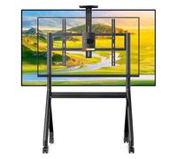 Rolling TV Stand 60-120 inch, Height Adjustable Mobile TV Cart with Lockable Universal Wheels, Heavy Duty TV Stand with Camera Tray for Home, Office, Classroom