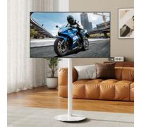 Rolling TV Stand for 32-55 Inch TVs up to 110 lbs, Tilting & Rotating Mobile TV Cart, Height Adjustable Portable TV Stand with Wheels for Business, Office, School, Max VESA 400x400mm (White)