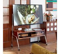 Rolling TV Stand Mount for 55 to 75 TVs，Mobile TV Floor Stand on Wheels with Large Storage Pegboard & Wooden Shelf,Heavy Duty TV Cart Hold Up to 286 lbs for Bedroom, Living Room