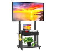 Rolling TV Stand with Fabric Drawer for 32-75 Inch Flat/Curved Screen Adjustable Height LCD/LED/OLED with Storage Mobile TV Cart on Wheels up to 220lbs for Home Office Outdoor Max VESA 600x400mm Black
