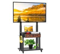 Rolling TV Stand with Fabric Drawer for 32-75 Inch Flat/Curved Screen Adjustable Height LCD/LED/OLED with Storage Mobile TV Cart on Wheels up to 220lbs for Home Office Outdoor Max VESA 600x400mm