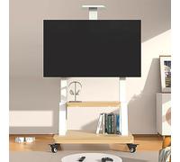 Rolling TV Stand with Mount, Adjustable Media Console for Flat Screens, Space-Saving Entertainment Center for Bedroom, Classroom, or Farmhouse