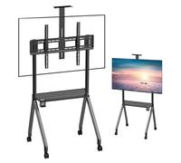 Rolling TV Stand with Pegboard Storage, Adjustable Height Mobile Stand for Large TVs and Laptops, Supports up to 330 lbs