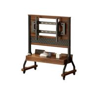 Rolling TV Stand with Power Outlet, Adjustable Height & Angle, Tempered Glass Sliding Door, Floor-Standing Design for Office, School, Home, 40-85 inches