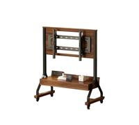 Rolling TV Stand with Power Outlet, Adjustable Height & Angle, Tempered Glass Sliding Door, Floor-Standing Design for Office, School, Home, 40-85 inches