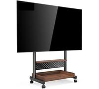 Rolling TV Stand with Wheels, Adjustable Height for 40-85 Inch TVs, Mobile TV Cart with Storage Shelf, 132lbs Capacity