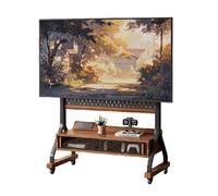 Rolling TV Stand with Wheels for 40-85 Inch TVs, Portable TV Stand,Height Adjustable, 15° Tilt,FloorTV Cart with Wooden Large Storage Shelf with Drawer&Pegboard up to(B)