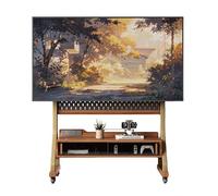 Rolling TV Stand with Wheels for 40-85 Inch TVs, Portable TV Stand,Height Adjustable, 15° Tilt,FloorTV Cart with Wooden Large Storage Shelf with Drawer&Pegboard up to(A)