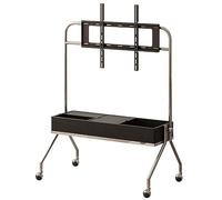 Rolling TV Stand with Wheels, Height Adjustable Floor Mount for 40-75 Inch TVs, Media Console with Wood Storage Compartment, Entertainment Center