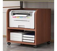 Rolling Under Desk Printer Stand with Open Shelves 2Tier Mobile Printer Table Printer Cabinet on Wheels Copier & Scanner Shelf for Home OfficeReddish Brown 43cm/17in