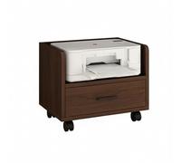 Rolling Under Desk Printer Stand with Storage Drawer & 3 Compartments Thickened Panel Orga Cart for Home Office - 20.9" x 15.7" (Brown)