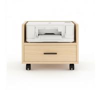 Rolling Under Desk Printer Stand with Storage Drawer & 3 Shelves Thickened Panel Printer Orga Cart for Home Office 20.9" x 15.7" Wood Design