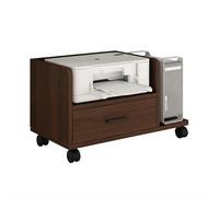 Rolling Under Desk Printer Stand with Storage & Shelves 3 Compartments Thickened Panel Cart for Home OfficeBrown 26.8" x 15.7" Printer Organizer