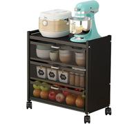 Rolling Utility Cart - 4-Tier Multifunctional Storage Organizer with Mesh Wire & Drawer, Lockable Wheels for Home, Office, Kitchen, Bathroom & Bedroom Use