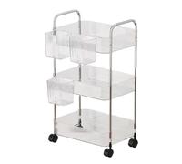 Rolling Utility Cart - Acrylic Multi-layer Snack Trolley,Cart with Wheels - for Kitchen Bathroom Salon Office Home Laundry Makeup Dorm Bedroom Pantry Craft
