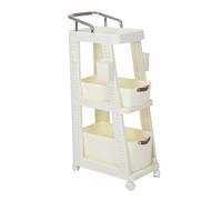 Rolling Utility Cart Mobile Storage Trolley Multifunctional Organizer with Wheels for Office Living Room Kitchen Movable Storage Organizer PP ABS Material 26x44x87cm (3 Tier Cream)