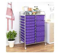 Rolling Utility Cart with Tabletop - Versatile Mobile Storage Solution for Craft, Office, and Salon - 15 Drawer Shelving Unit with Wheels