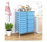 Rolling Utility Cart with Tabletop - Versatile Mobile Storage Solution for Craft, Office, and Salon - 15 Drawer Shelving Unit with Wheels