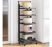 Rolling Vegetable Storage Cart 5-Board Black Kitchen nizer Drawer & Cupboard Rack Space-Saving Kitchen Furniture Ideal for Pantry & Storage Solutions