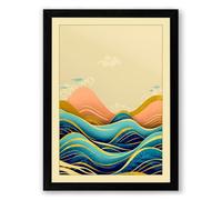 Rolling Waves in Harmony Modern Framed Wall Art Print A1 (84.1×59.4cm) Black, Wall Decor for Living Room, Bedroom, Office & Home, Ready to Hang, Art Gift