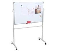 Rolling Whiteboard, Mobile White Board on Wheels Magnetic Dry Erase Board Adjustable Height Angle, Portable Writing Board Stand Double Sided Whiteboard Easel for Office Classroom Home Use (White)