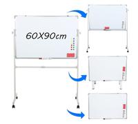 Rolling Whiteboard with Stand 240x120 cm, Mobile Magnetic Dry Erase Board on Wheels with Height & Angle Adjustable, Aluminium Frame, Includes Markers & Eraser 60x90cm