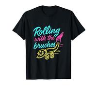 Rolling with the Brushes Neon Artist Humor Graphic T-Shirt