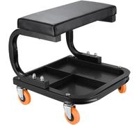 Rolling Workshop Stool with Tool Tray, Universal Creeper Seat for Auto Repair, Mechanics Garage, Durable Tool Bracket