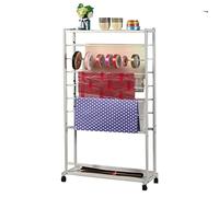 Rolling Wrapping Organizer Rack, Metal Ribbon Scarf Display Stand with Wheels, 7 Tier Double-Sided Holder for Gift Shop Wedding Party