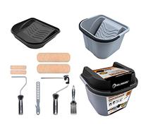 ROLLINGDOG 10PCS Paint Rollers and Trays Sets, Mini and Large Paint Roller, Brush, 7 Inch Scuttle with Lid, Decorating Tools for Wall, Ceiling Painting