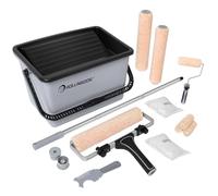 ROLLINGDOG 12 Inch Paint Roller Set - Adjustable 9-12" Frame | Includes 4 inch mini kit, 9.5 mm nap microfibre sleeves, 90 cm extension pole and lidded scuttle