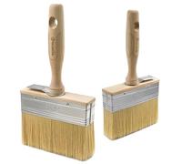 ROLLINGDOG 120mm Masonry Paint Brushes, Imitation Bristles, 2 Pack | Fence Paint Brushes, Synthetic bristles,Beech wood handle, Stainless steel ferrule, Bucket clip, Water and oil based coatings
