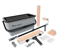 ROLLINGDOG 18 Inch Paint Roller Set - Adjustable 12-18" Double Arm Frame, Microfiber Sleeves, 4" Mini Roller Kit & Extension Pole, Large Paint Bucket with Lid for Walls & Ceilings