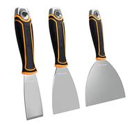 ROLLINGDOG 3 PCS Paint Wallpaper Scraper Set | Stainless Steel Putty Knife Set with Rubber Handle for Filling, Jointing, Taping (1.5" Stiff, 3" & 6" Flexible)